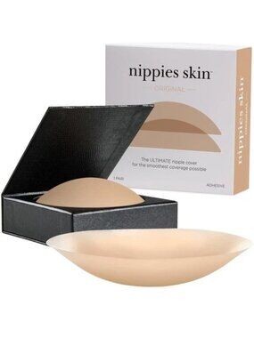 Nippies Nipple Nude Covers Reusable Sticky Silicone Pasties Travel Case Sz 1 NEW